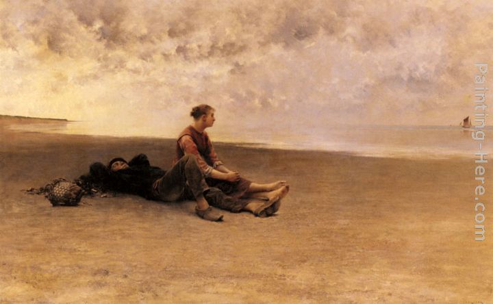 Daydreaming On The Beach painting - August Wilhelm Nikolaus Hagborg Daydreaming On The Beach art painting